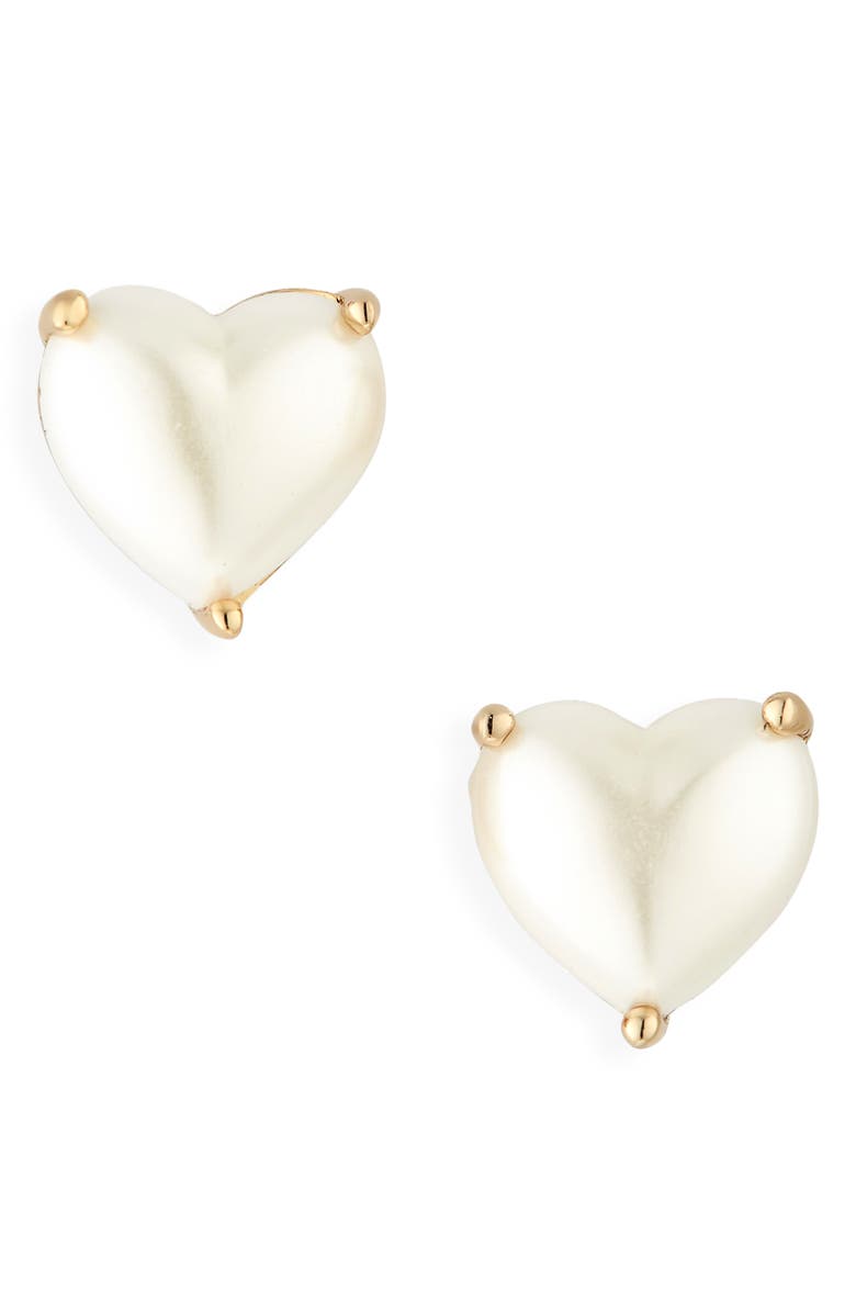 Kate Spade New York my love cubic zirconia heart stud earrings, Main, color, Pearl