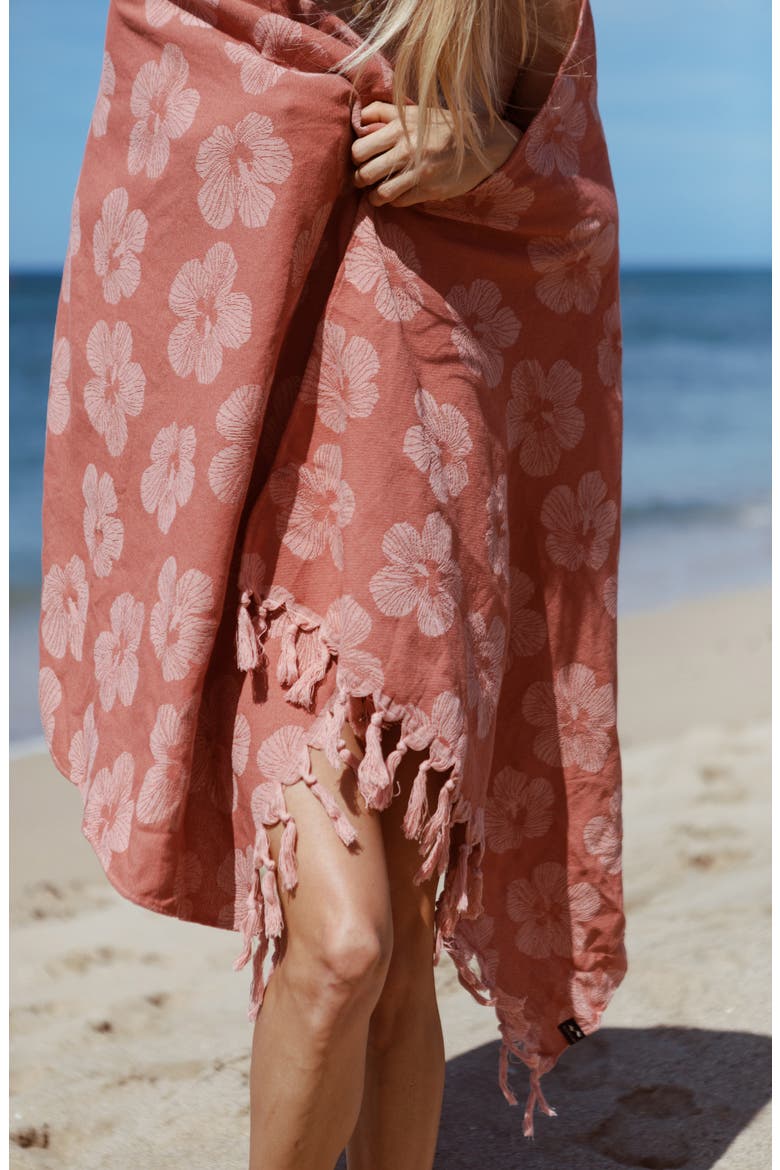 Hau Floral Turkish Towel, Alternate, color, WARM EARTH