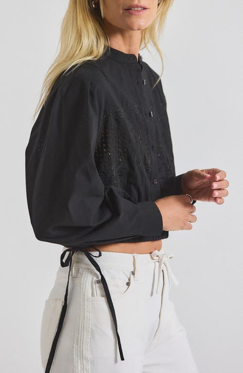 Derek Lam 10 Crosby Malory Garden Tile Cotton Eyelet Button-up Shirt In Black