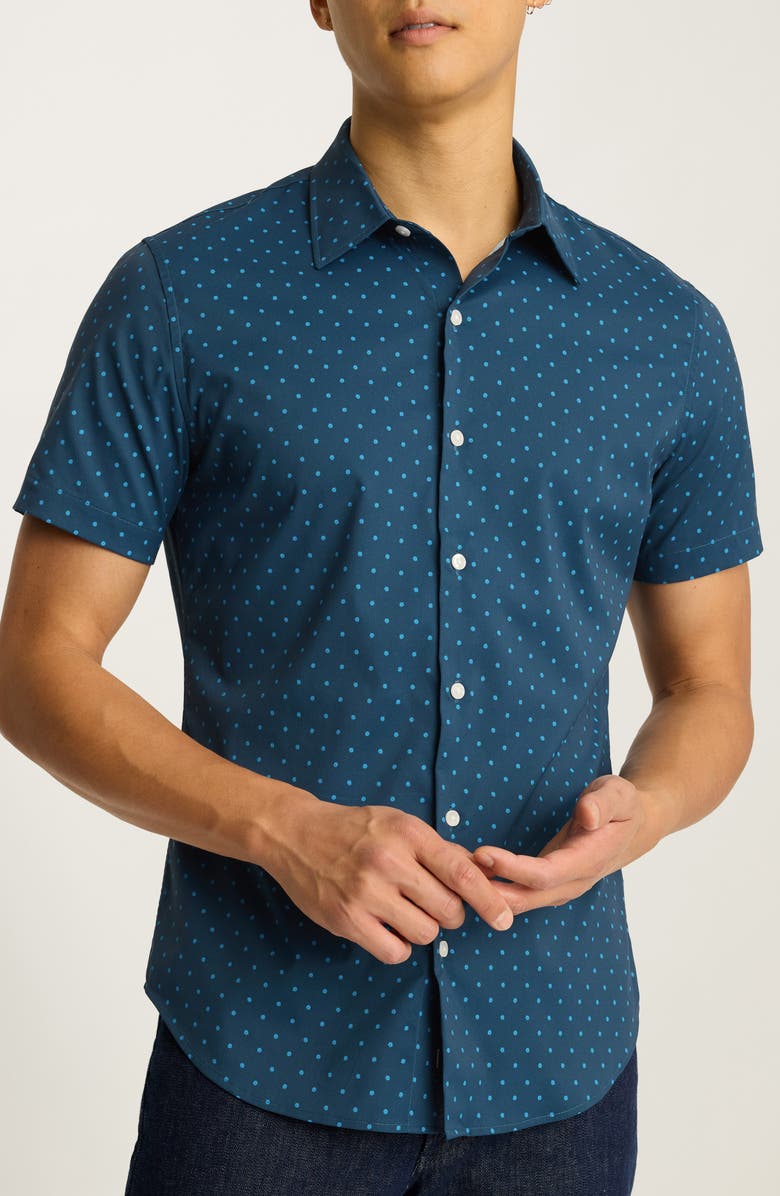 Bonobos Tech Floral Slim Fit Short Sleeve Performance Button-Up Shirt, Main, color, 