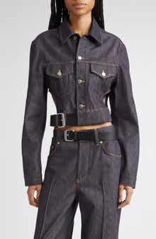 Stella McCartney Belted Crop Raw Denim Jacket