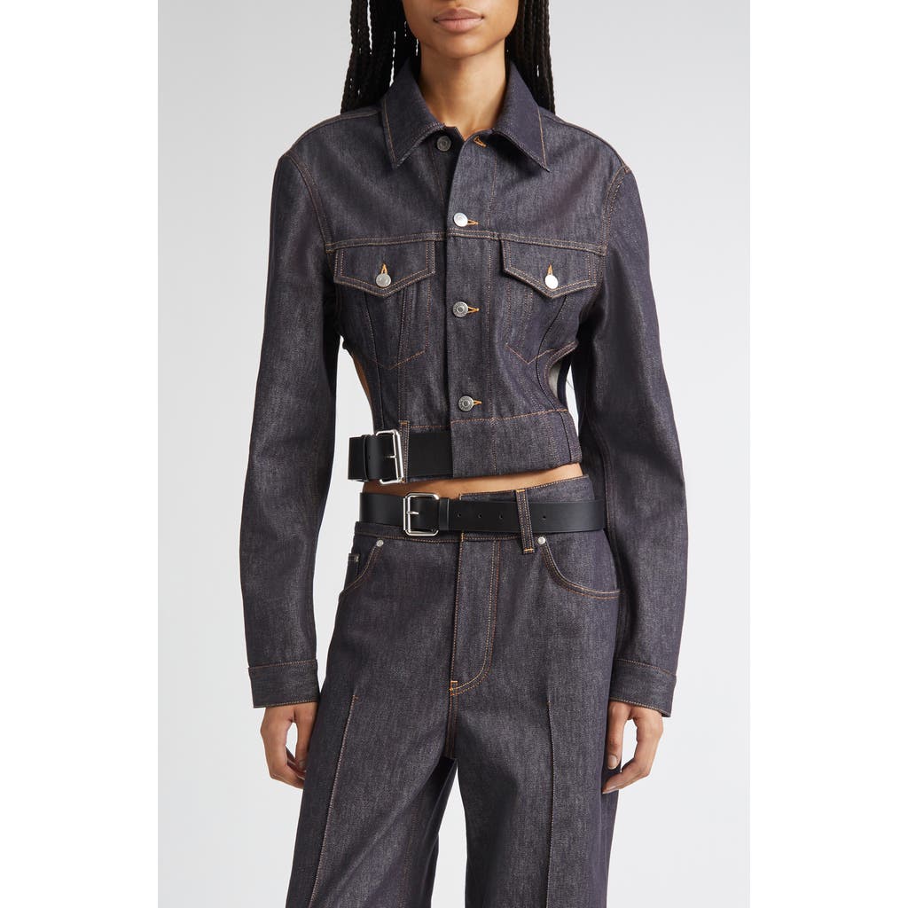 Stella Mccartney Belted Crop Raw Denim Jacket