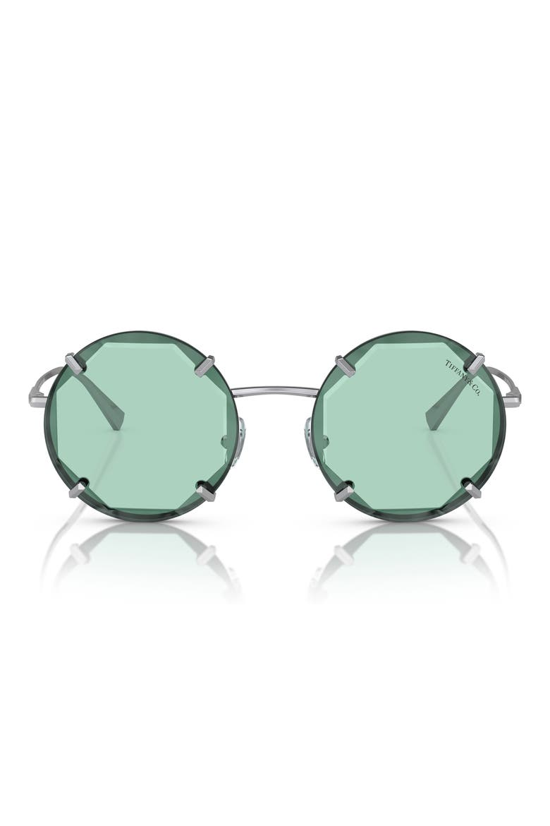 54mm Round Sunglasses, Main, color, SILVER / LIGHT AZURE
