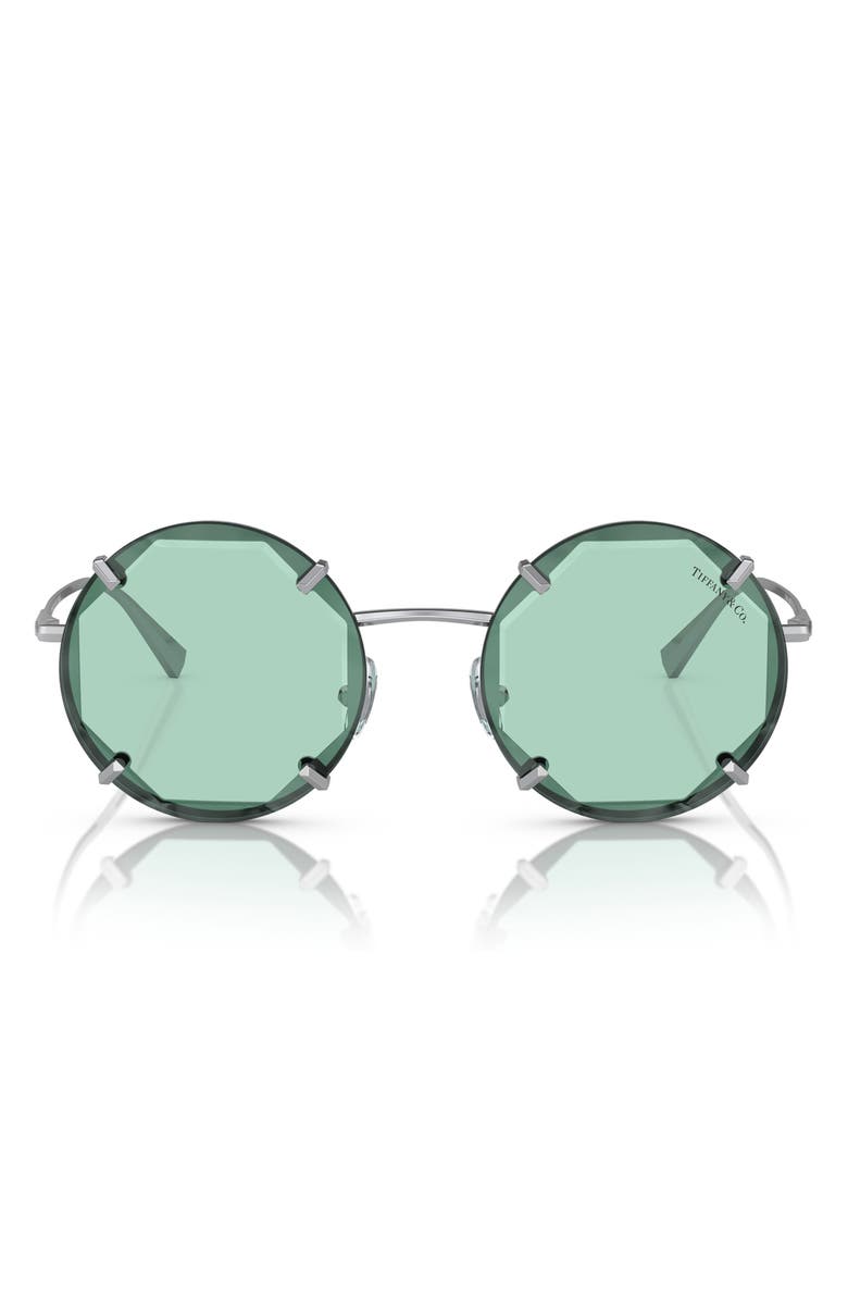 Tiffany & Co. 54mm Round Sunglasses, Main, color, Silver / Light Azure