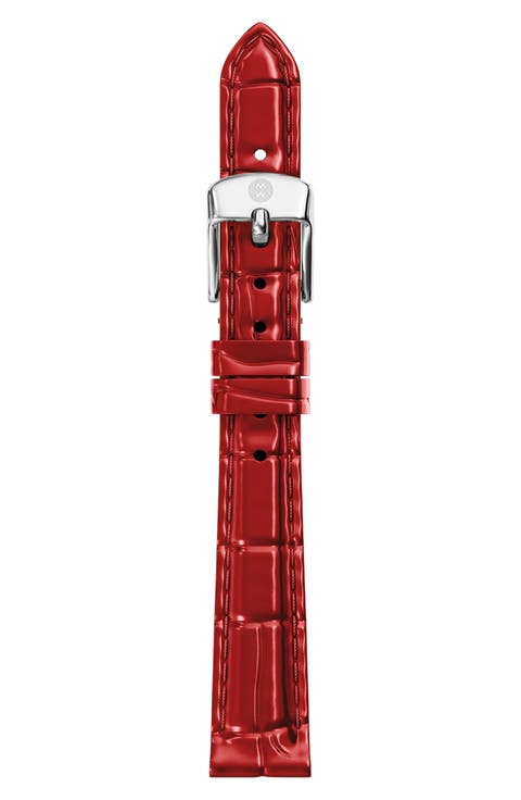 Croc Embossed Leather Watchband, 14mm