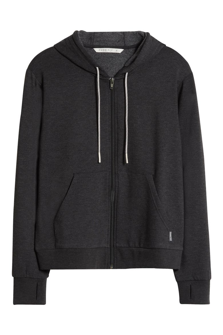 Lightweight Fleece Zip-Up Hoodie, Alternate, color, HEATHER BLACK