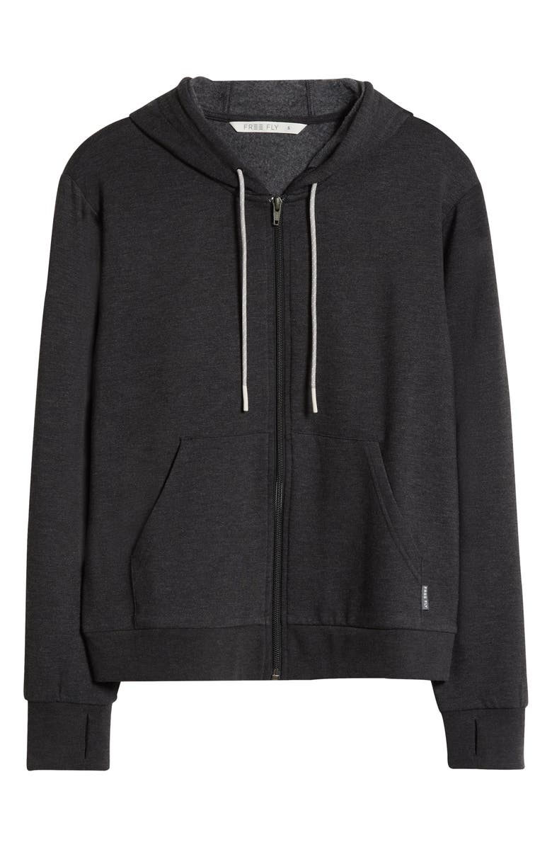Free Fly Lightweight Fleece Zip-Up Hoodie, Alternate, color, Heather Black