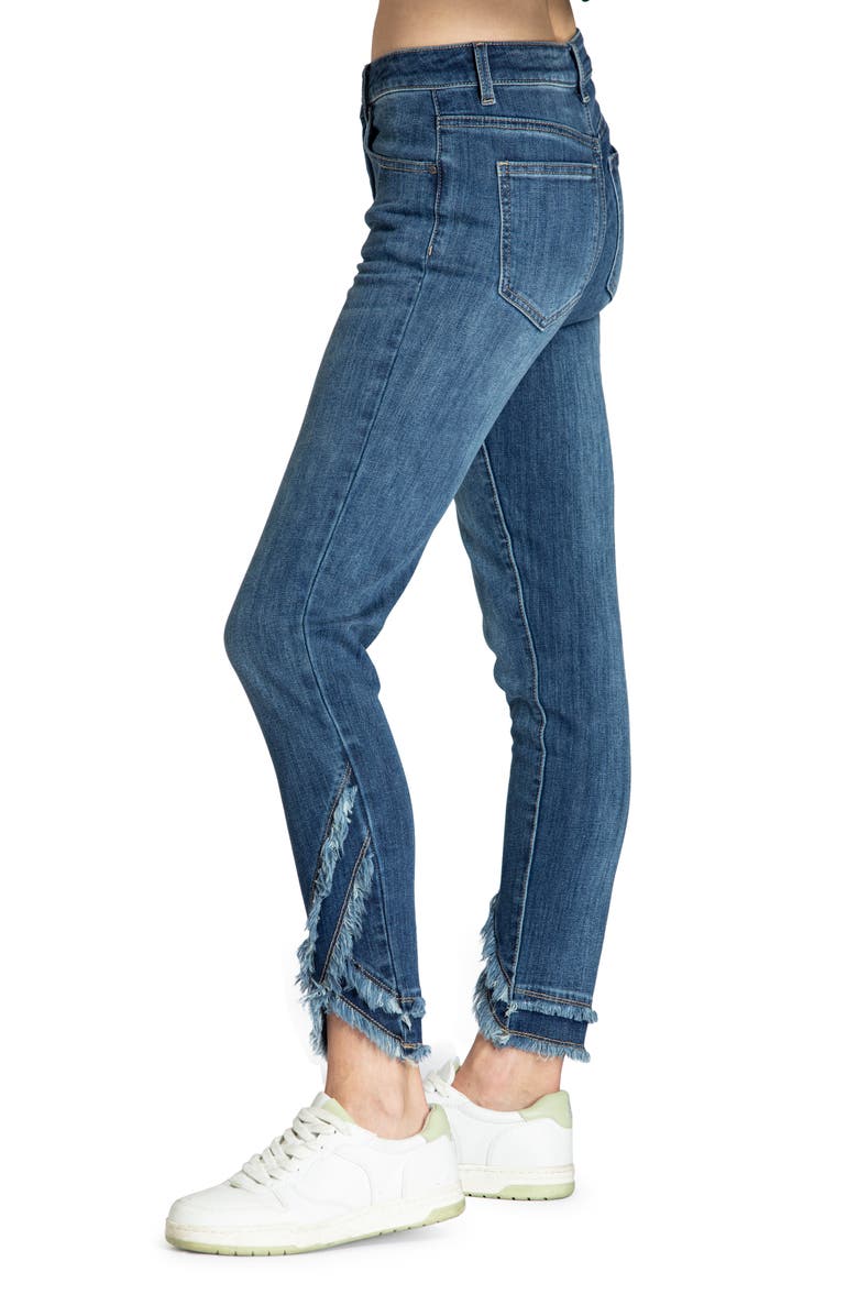 APNY Liberty Asymmetric Fray Hem Skinny Jeans, Alternate, color, 
