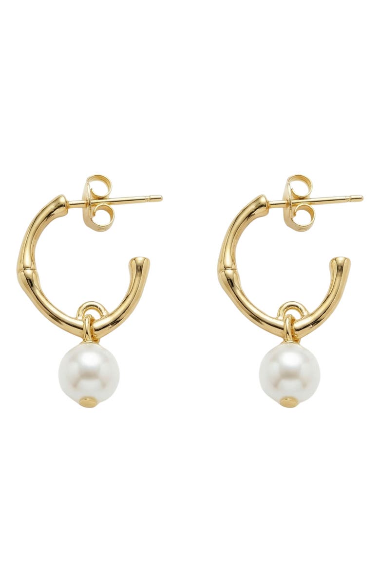 ARGENTO VIVO Faux Pearl Drop Hoop Earrings, Alternate, color, Gold