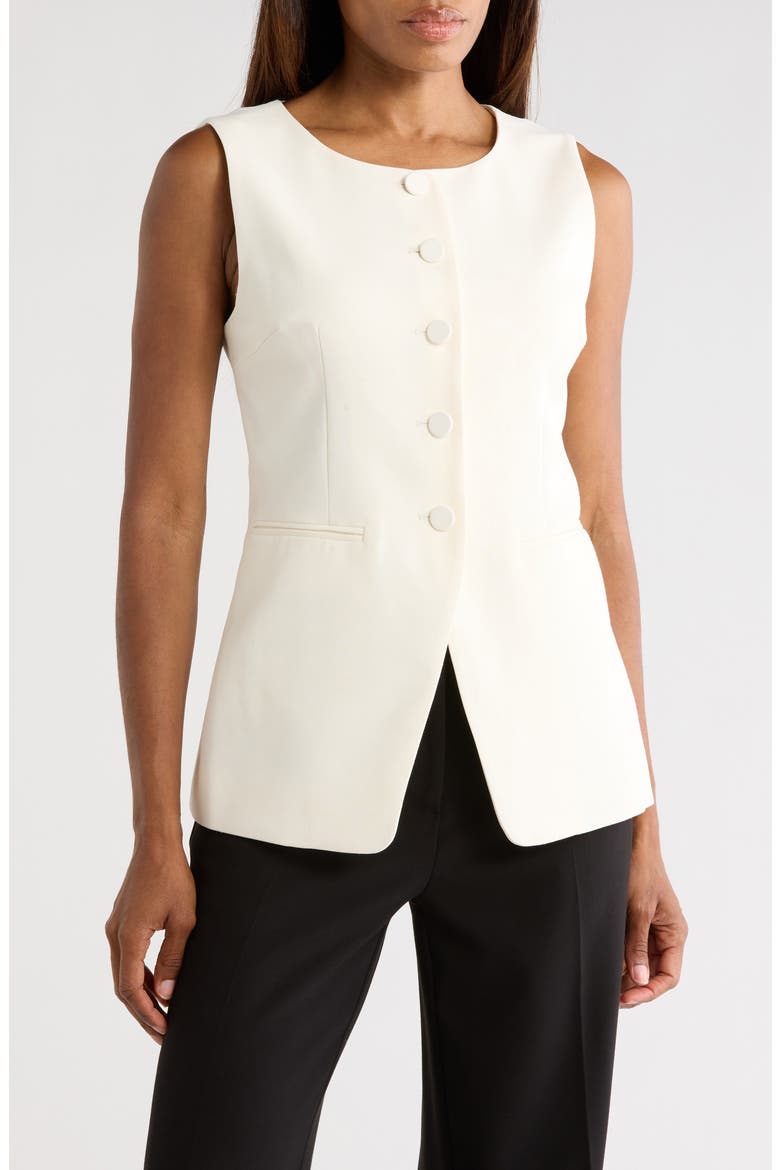 Refined Suiting Button Front Vest, Main, color, CREAM