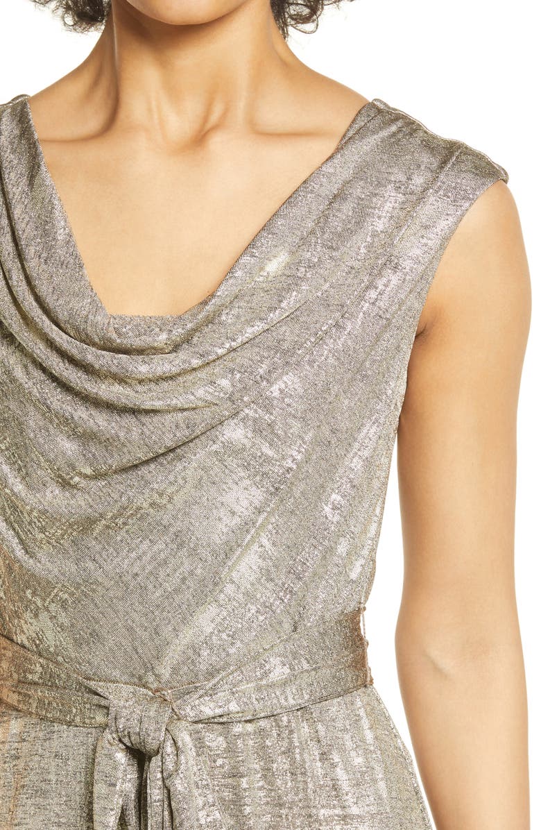 Connected Apparel Metallic Knit Tie Waist Jumpsuit, Alternate, color, 