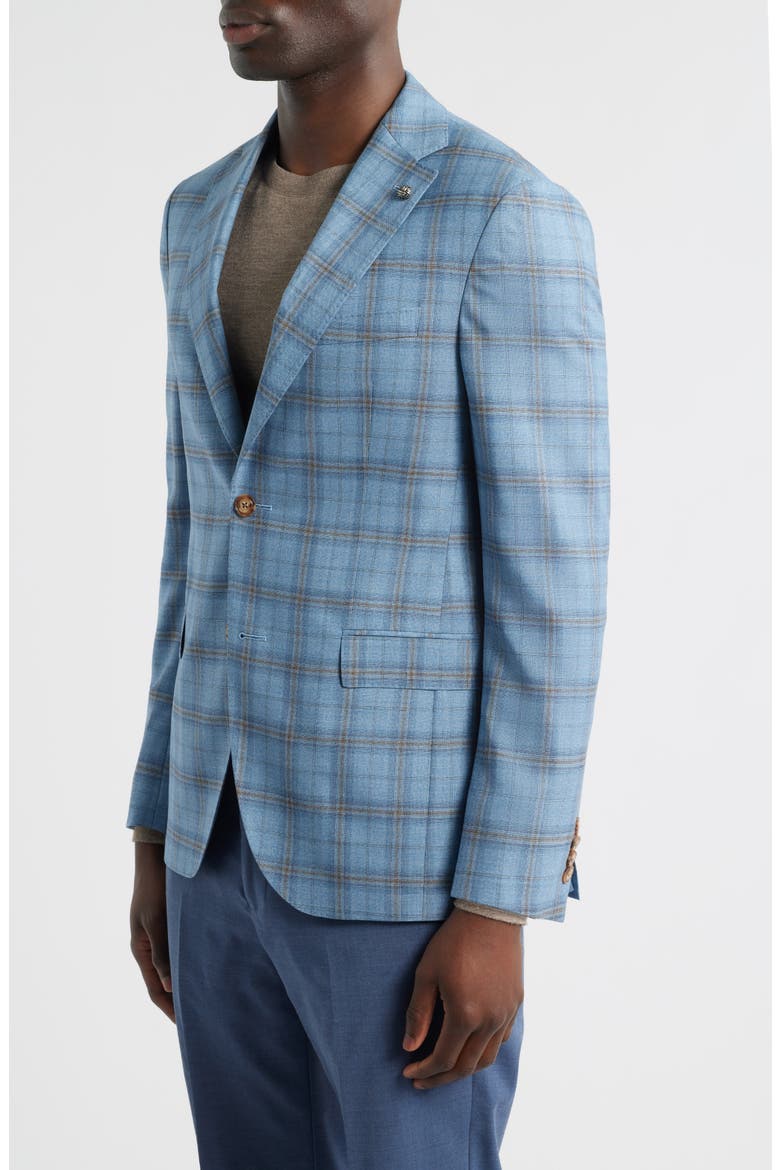 Midland Contemporary Fit Light Blue Plaid Super 120s Wool Sport Coat, Alternate, color, LIGHT BLUE