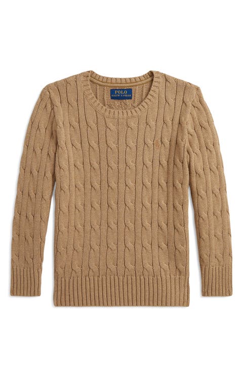 Kids' Cable Knit Combed Cotton Sweater