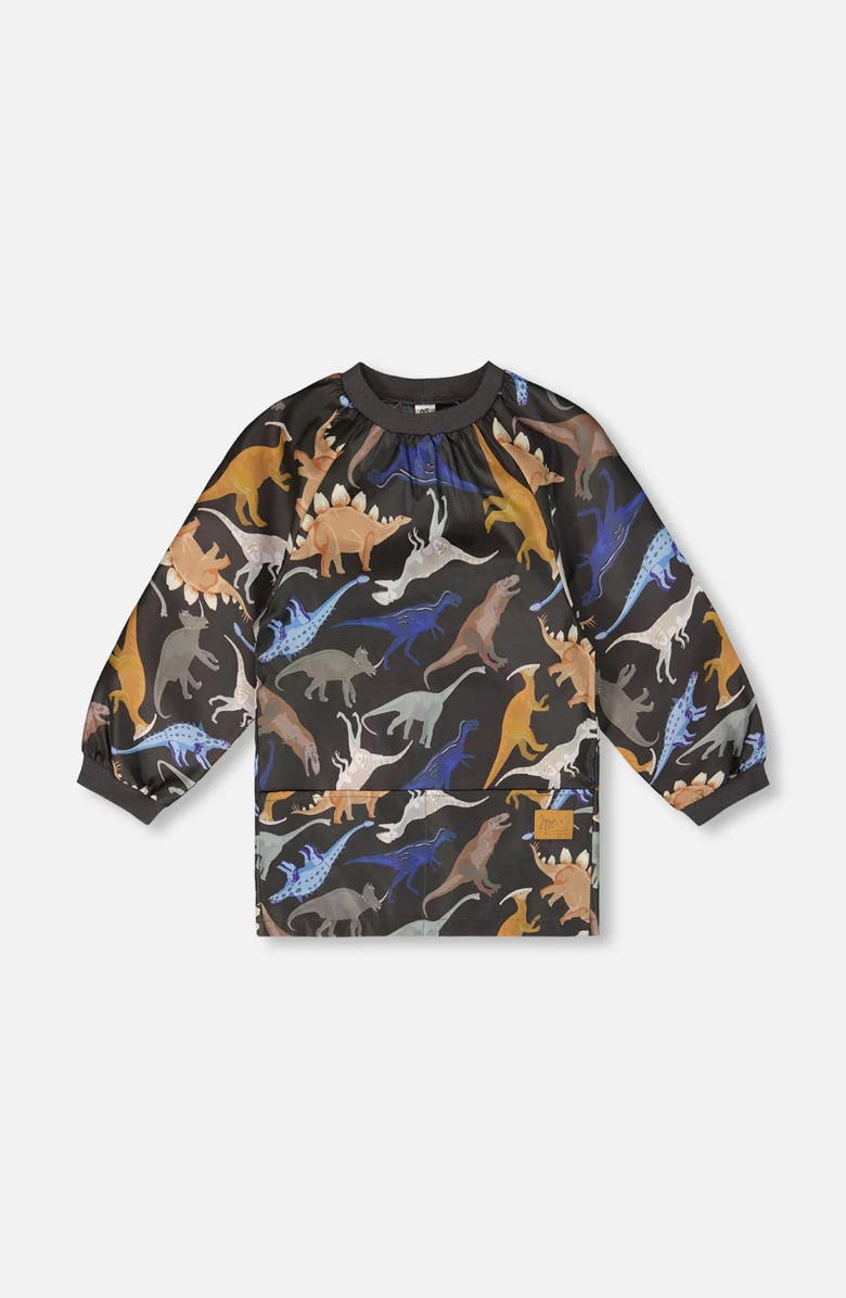 Deux par Deux School Apron Dinosaur, Main, color, Black