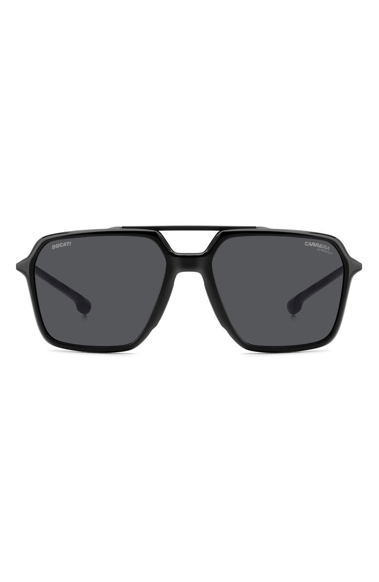 Carrera Eyewear x Ducati 55mm Carduc Rectangle Sunglasses, Alternate, color, Black/ Grey