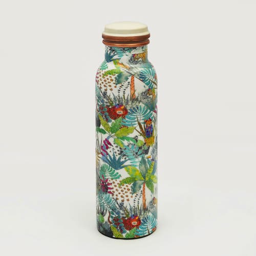 Mela Artisans Rainforest Bloom Copper Water Bottle In Multi