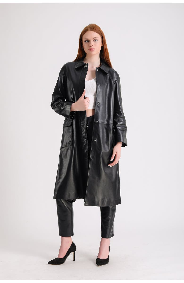 FURNIQ UK LLC Pimlico Leather Trench Coat, Alternate, color,