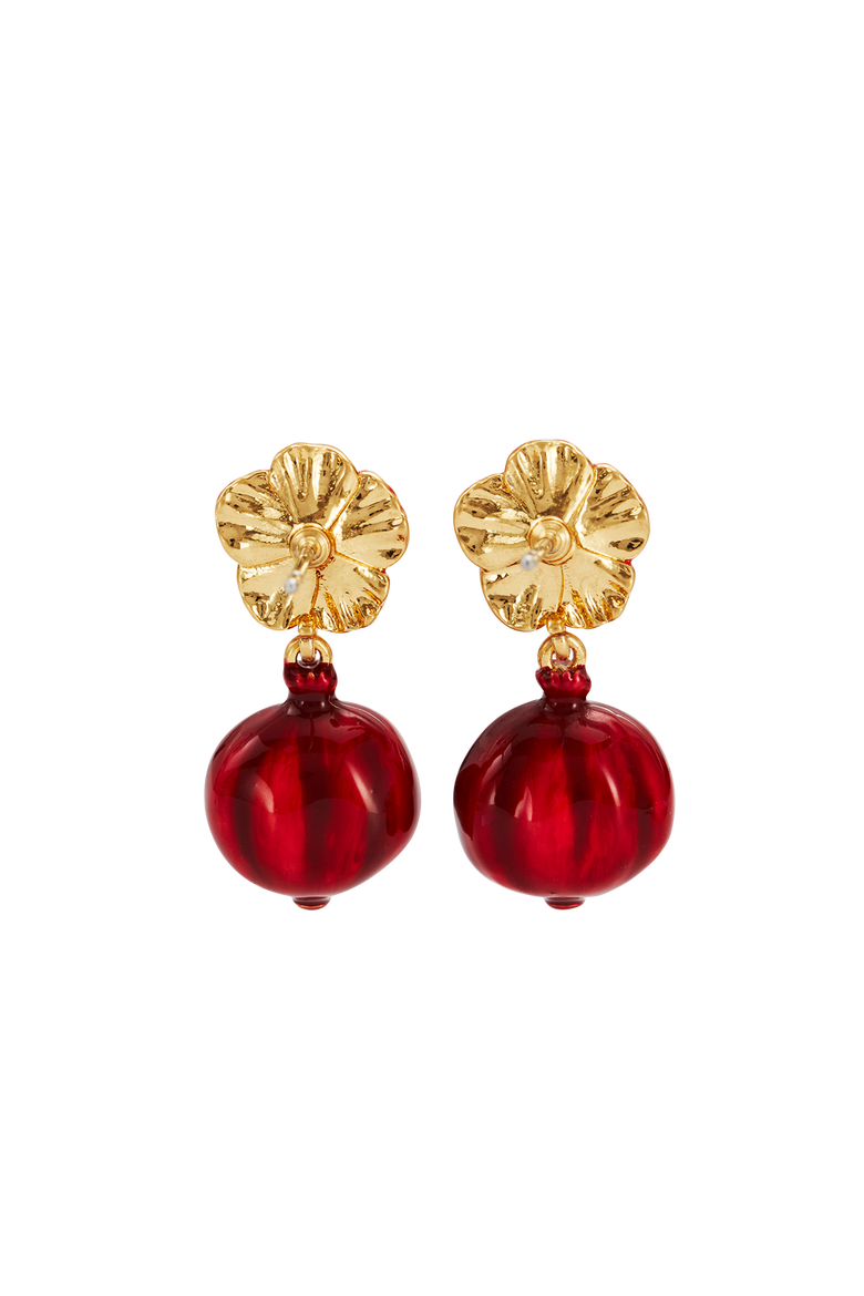 Blossom & Pomegranate Drop Earrings, Alternate, color, Gold