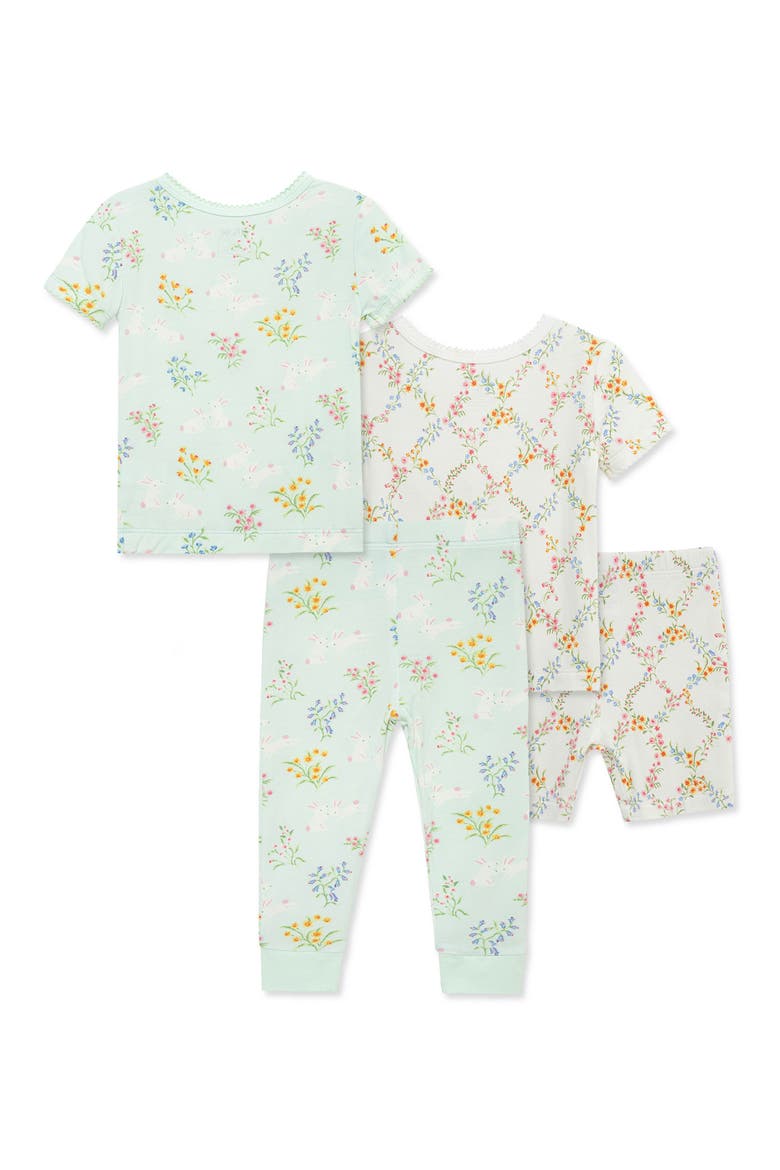 Kids' Bunny 4-Piece Pajamas Set, Alternate, color, AQUA