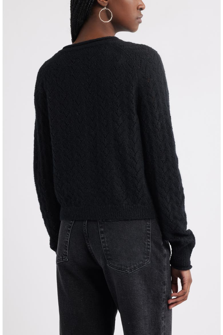 Nep Pointelle Cardigan, Alternate, color, BLACK