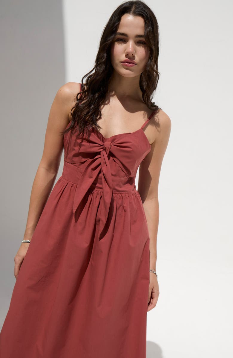 DELUC Padua Tie Bust Cotton Sundress, Alternate, color, Reddish Brown