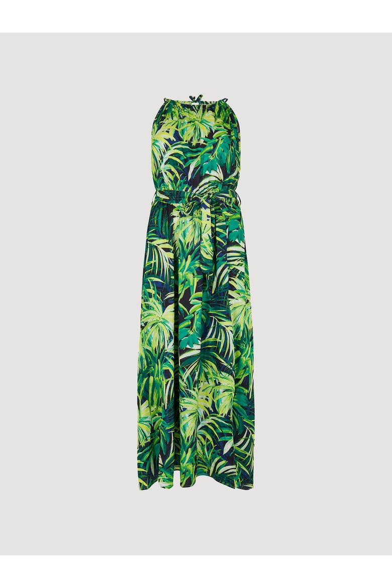 Painterly Tropical Midi Dress, Alternate, color, Navy