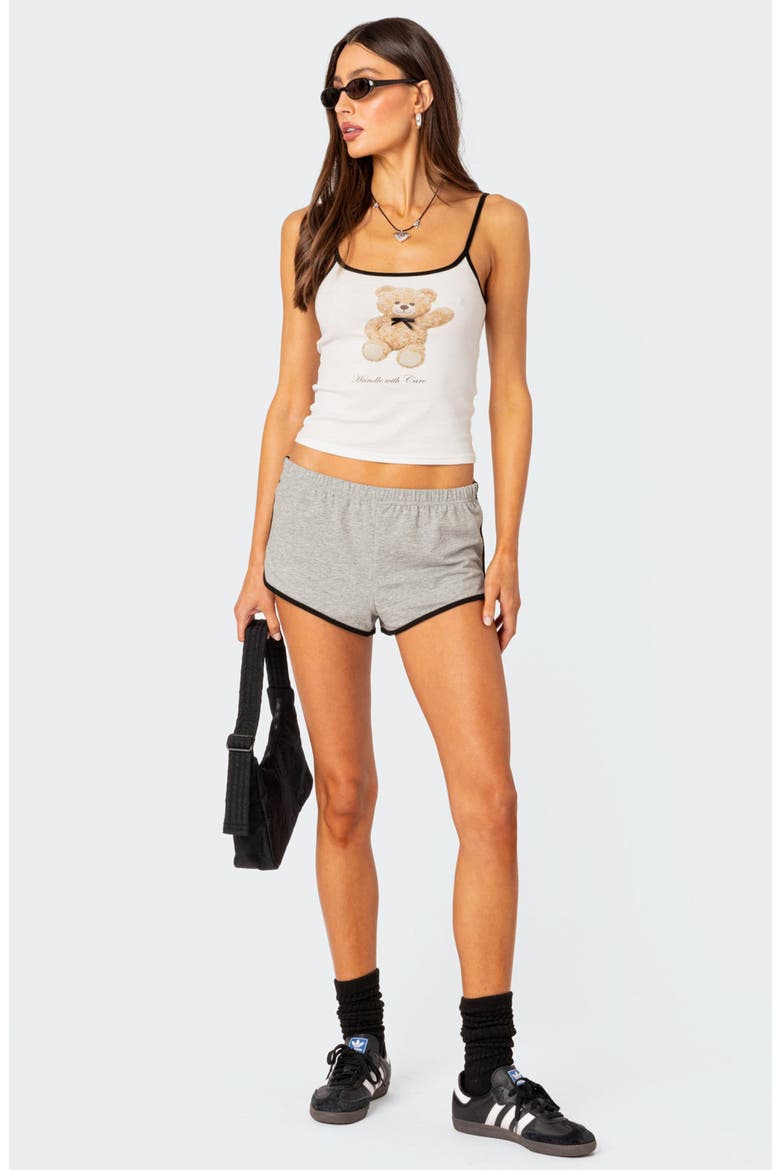 Klara Crop Stretch Cotton Graphic Camisole, Alternate, color, WHITE