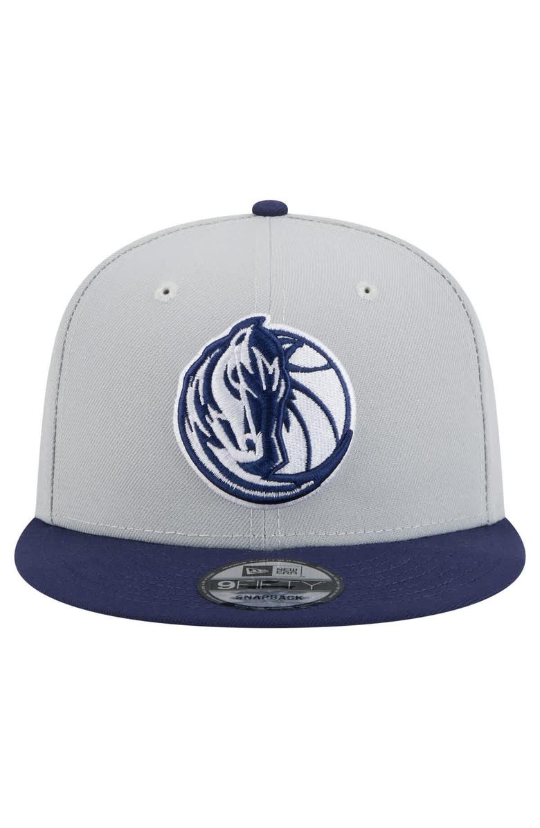 New Era Men's New Era Gray/Navy Dallas Mavericks Color Pack 2-Tone 9FIFTY Snapback Hat, Alternate, color, 