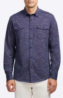 Storrs Space Dye Knit Cotton Blend Button-Up Shirt
