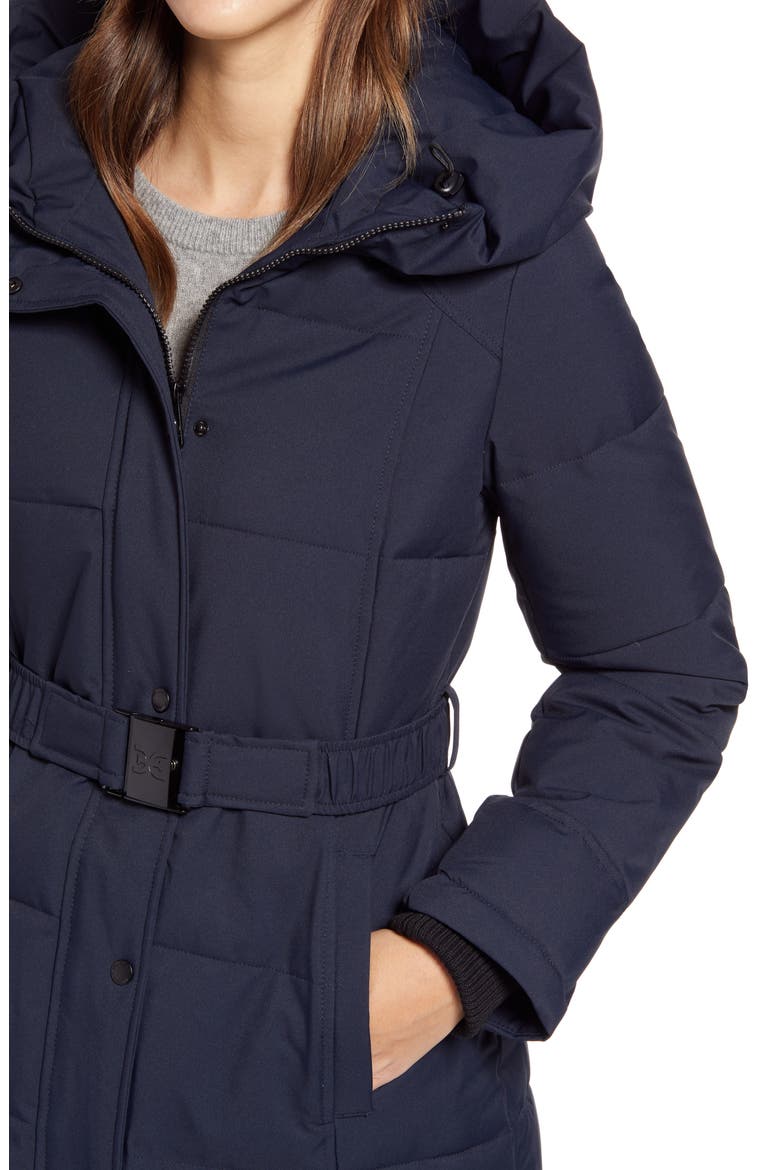 Pillow Collar Belted Puffer Coat, Alternate, color, NAVY