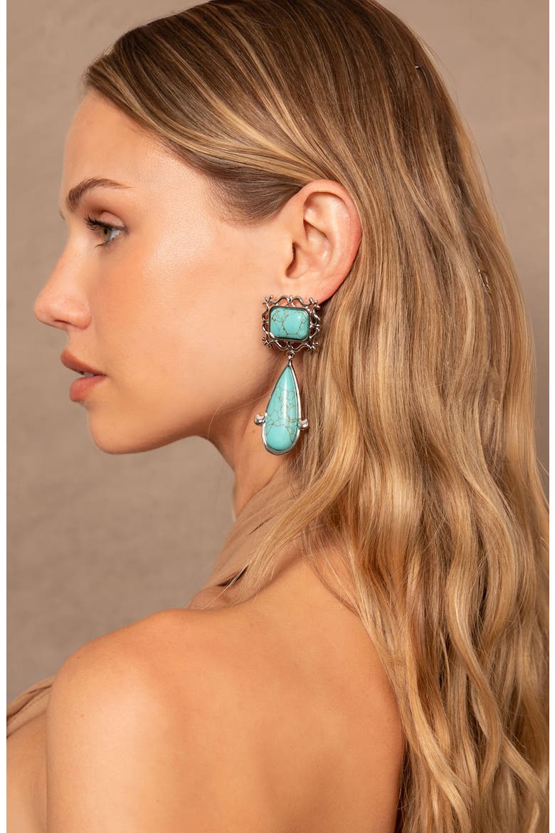 Viva Drop Earrings, Alternate, color, SILVER/ TURQUOISE