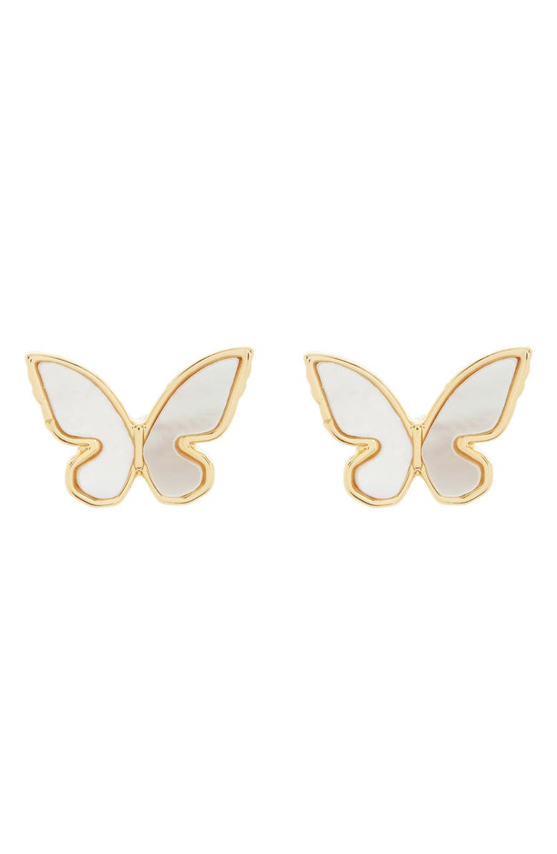 Kate Spade New York butterfly stud earrings, Alternate, color, Cream/ Gold