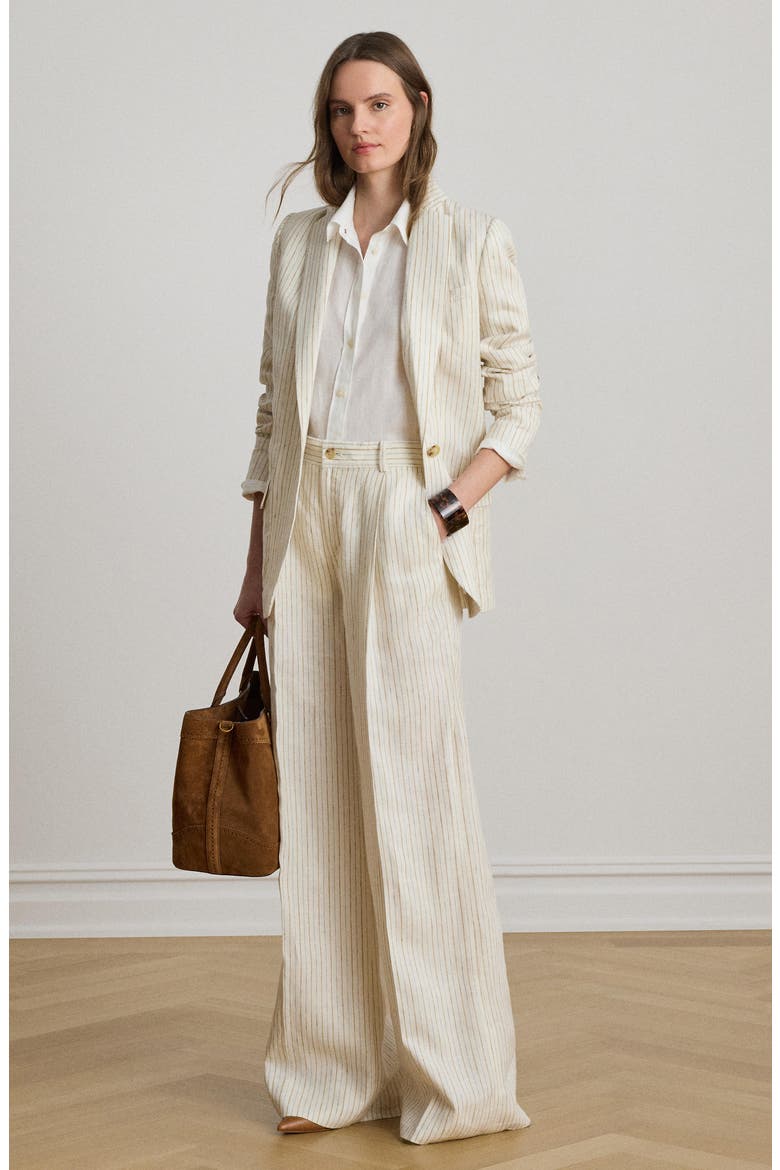 Stripe Linen Pants, Alternate, color, IVORY MULTI