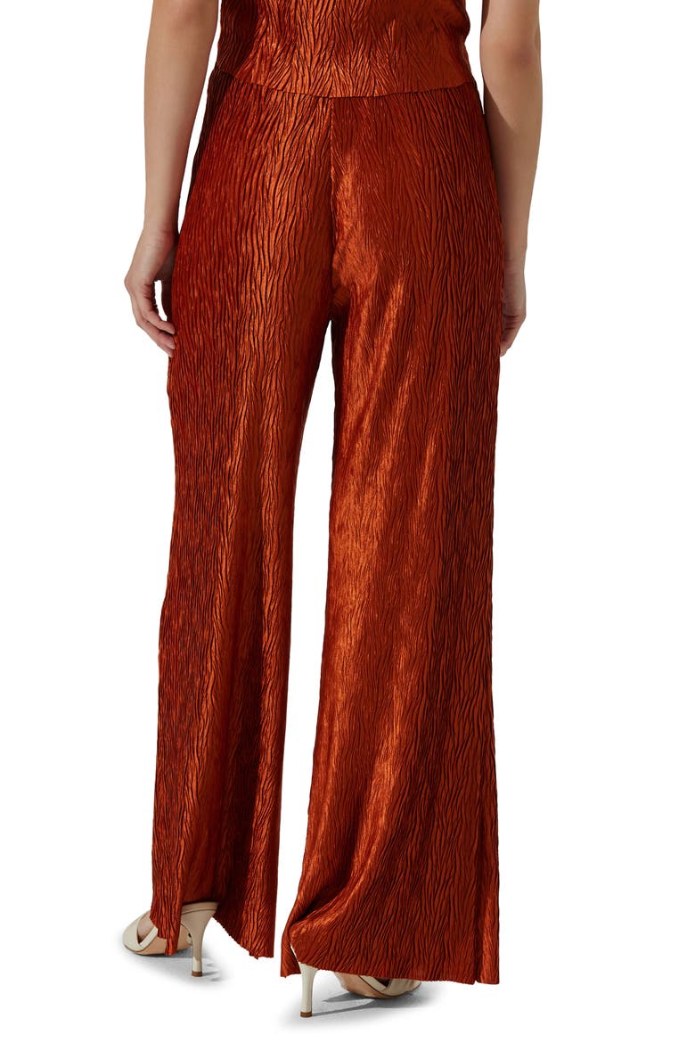 Plissé Wide Leg Pants, Alternate, color, RUST