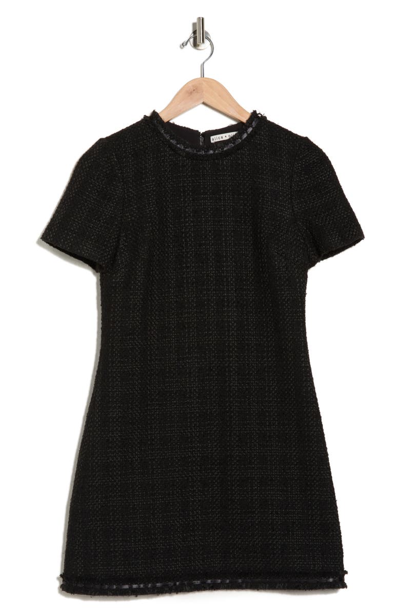 Alice + Olivia Tweed Minidress, Alternate, color, Black