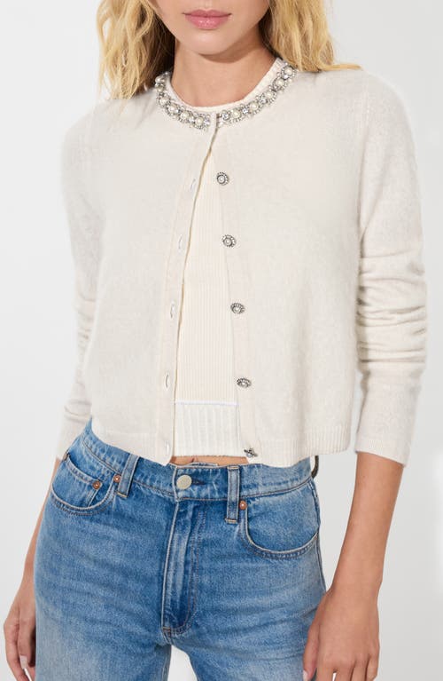 Alice + Olivia Dollie Embellished Cashmere Blend Cardigan in Ecru 