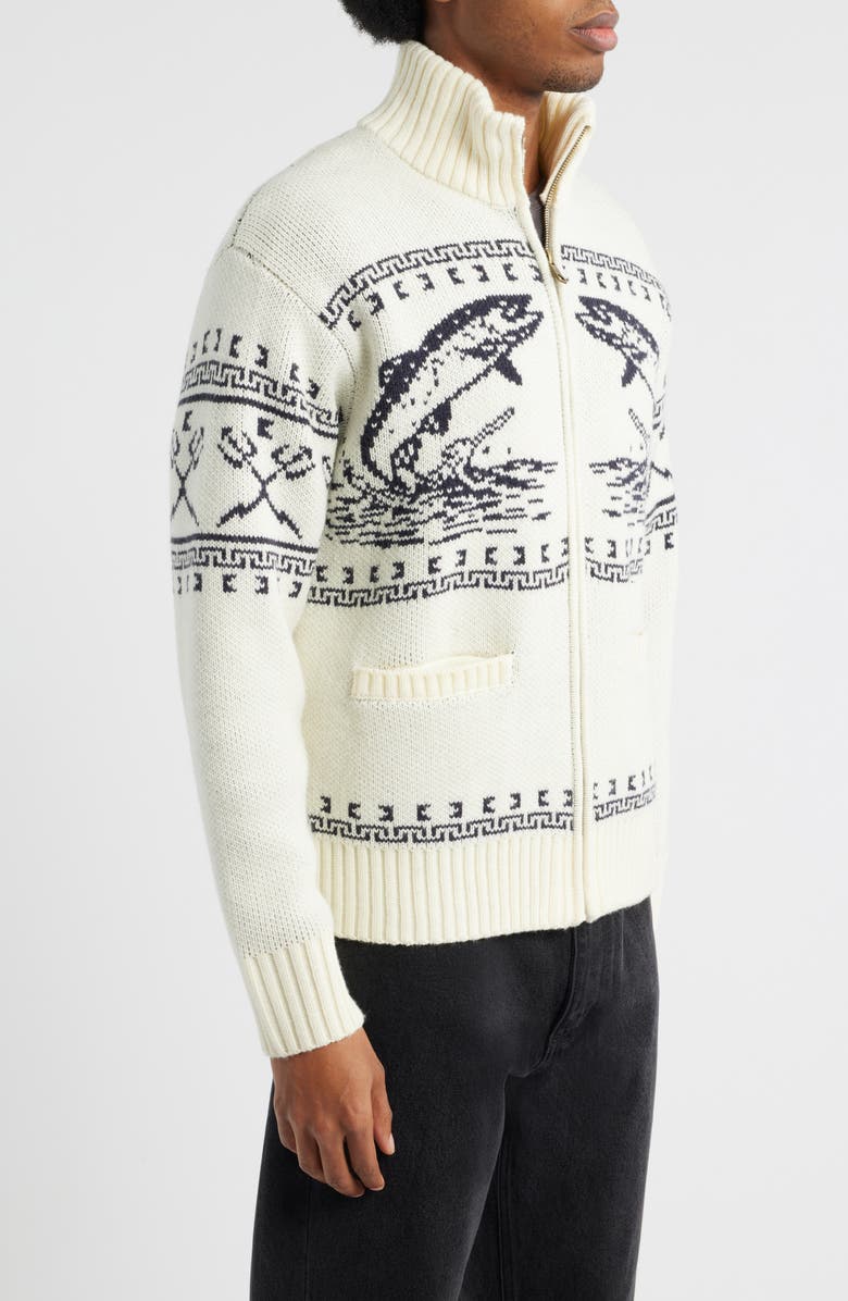 DARK SEAS Old Timer Mock Neck Zip Sweater, Alternate, color, Off White