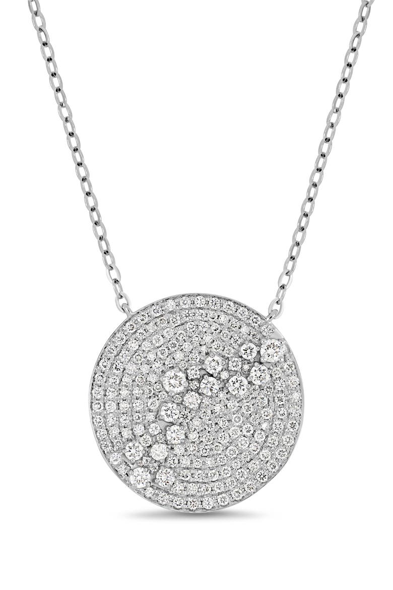 Mika Diamond Pavé Medallion Necklace (Online Trunk Show), Main, color, 18K WHITE GOLD/ DIAMOND