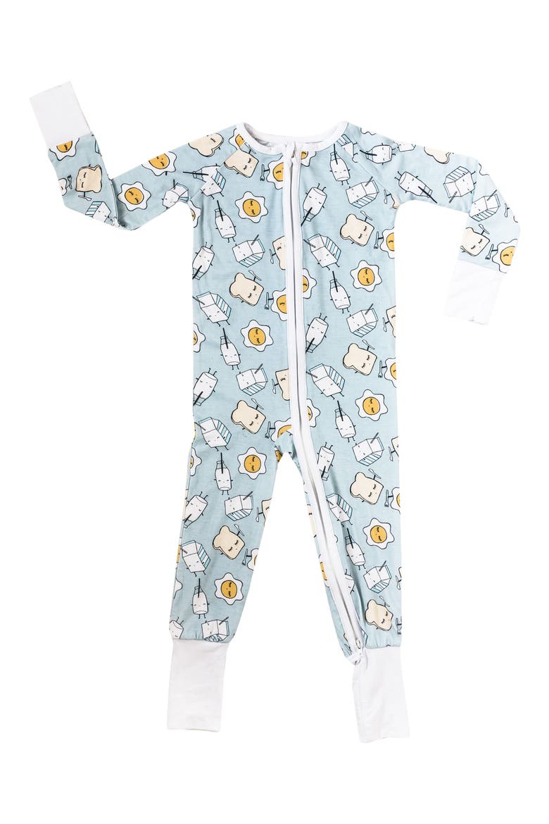 Breakfast Fitted One-Piece Pajamas, Main, color, BLUE BREAKFAST