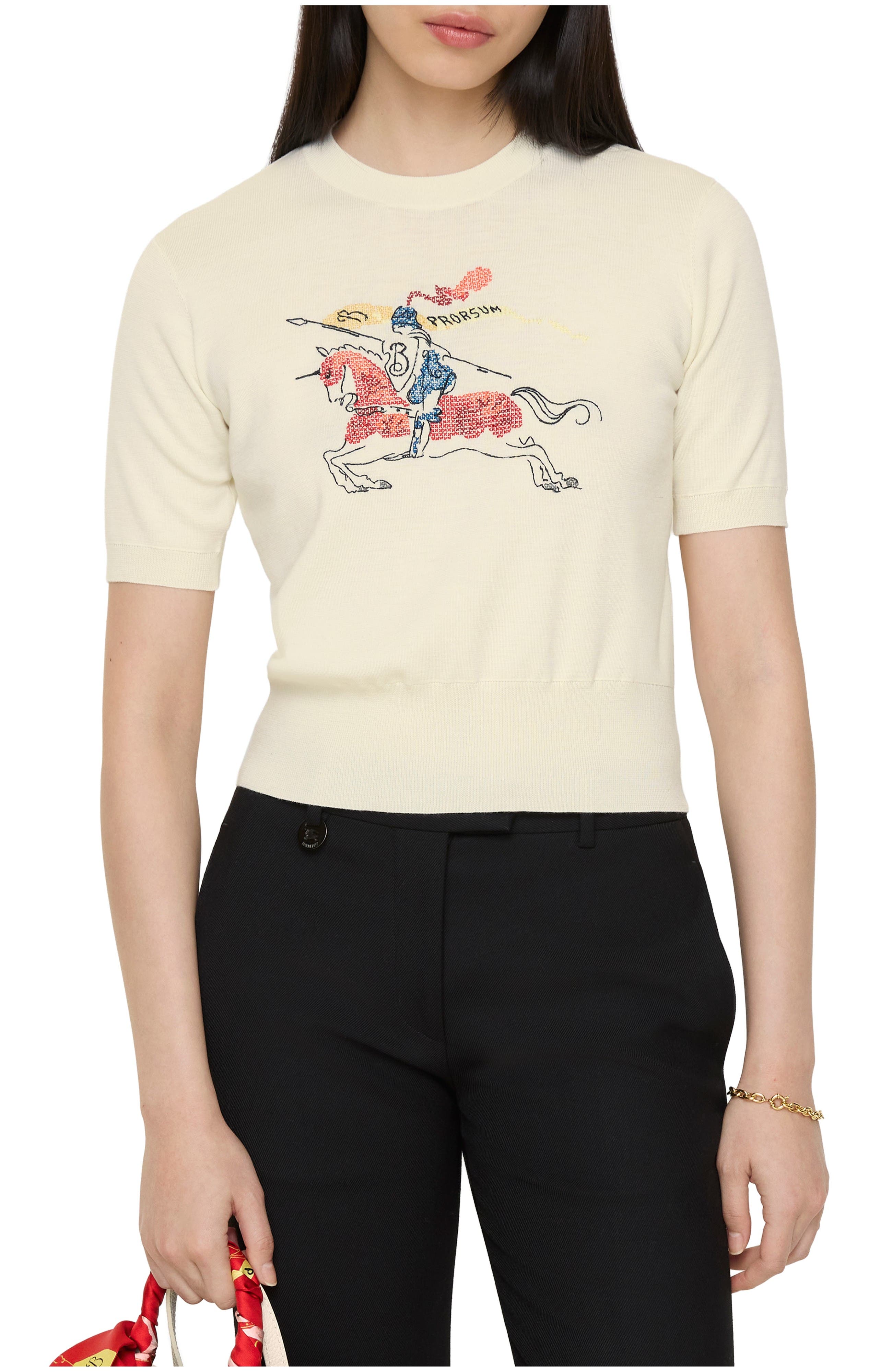 Cross Stitch Knight Wool Top
