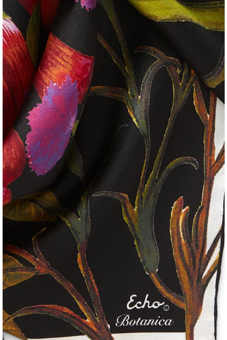 Botanica Silk Square Scarf, Alternate, color, BLACK