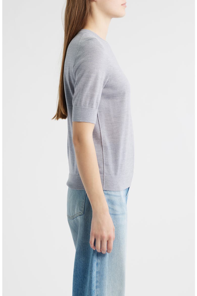Farbella Short Sleeve Virgin Wool Sweater, Alternate, color, LT PSTL/GY