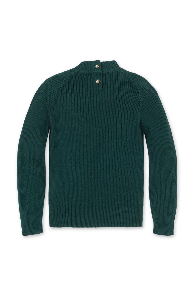 Hope & Henry Kids' Organic Long Sleeve Mock Neck Sweater with Rosettes, Alternate, color, Deep Green Rosette