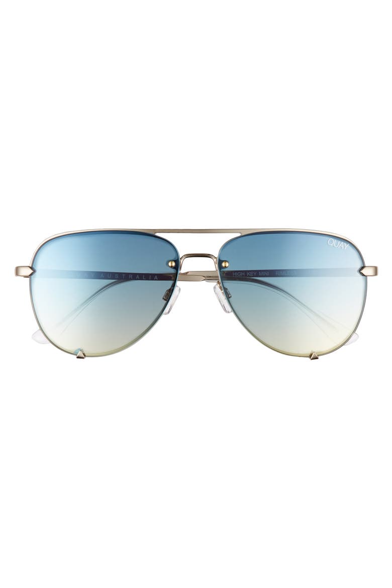 High Key Mini Rimless 60mm Aviator Sunglasses, Alternate, color, GOLD/ BLUE TURQUOISE