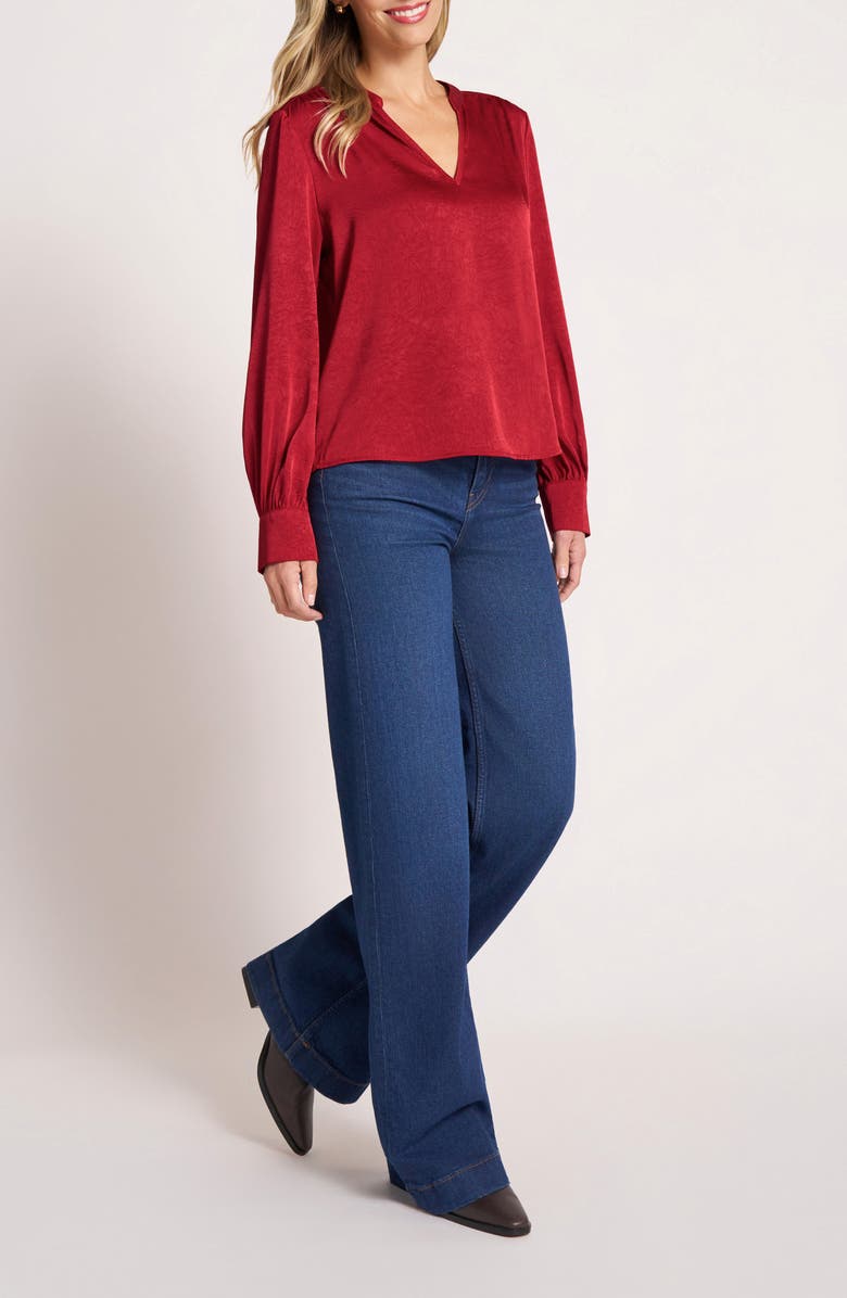 matty m. Lune Split Neck Popover Top, Alternate, color, Scarlet
