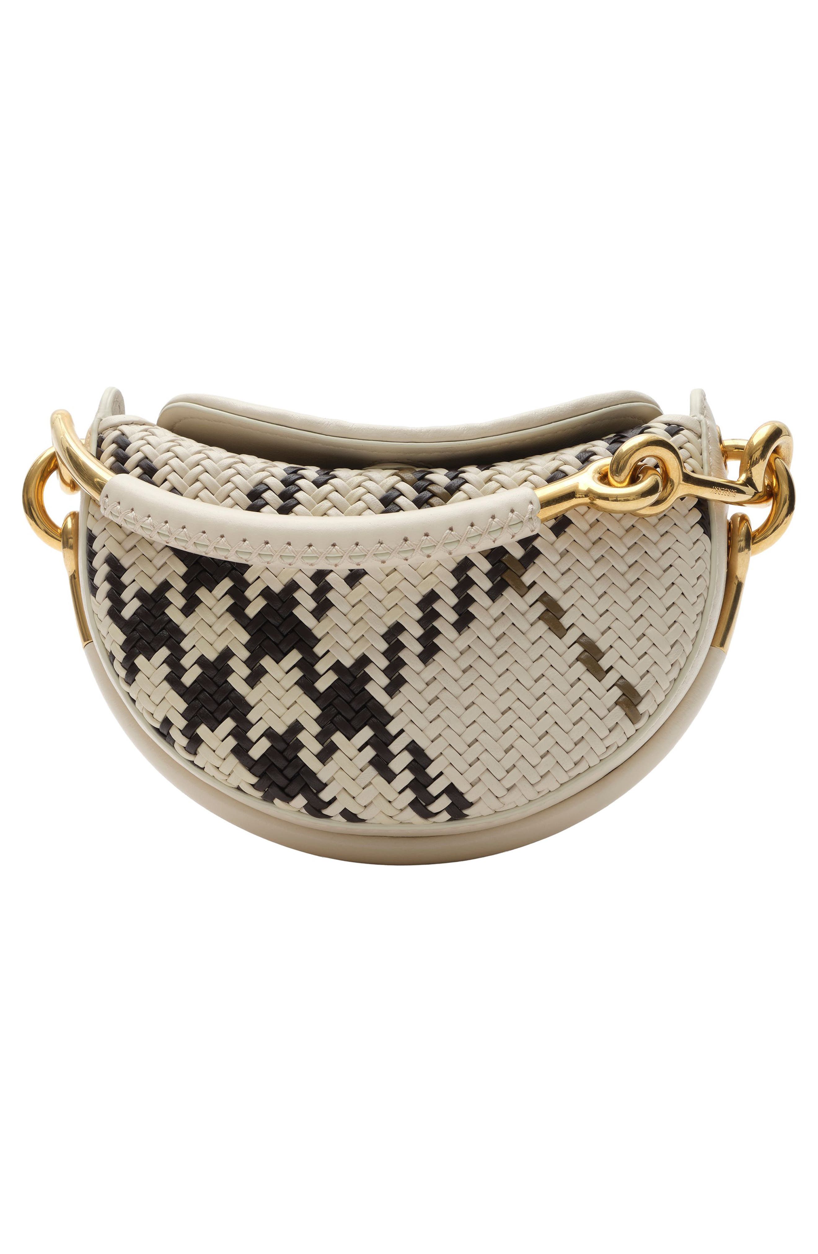 Bridle Check Basket Weave Lambskin Leather Clutch, Alternate, color, LIGHT BEIGE