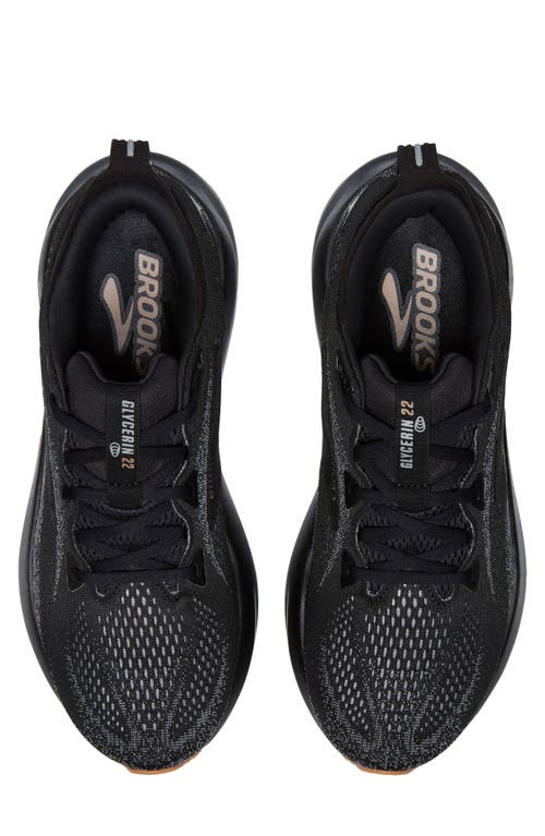 Brooks Glycerin 22 Running Shoe In Black/primer Gray/biscuit