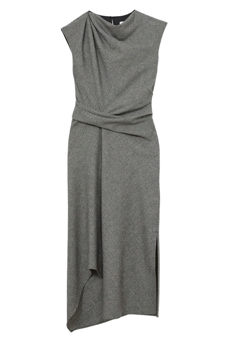 Clara Wool Blend Check Midi Dress, Alternate, color, GREY
