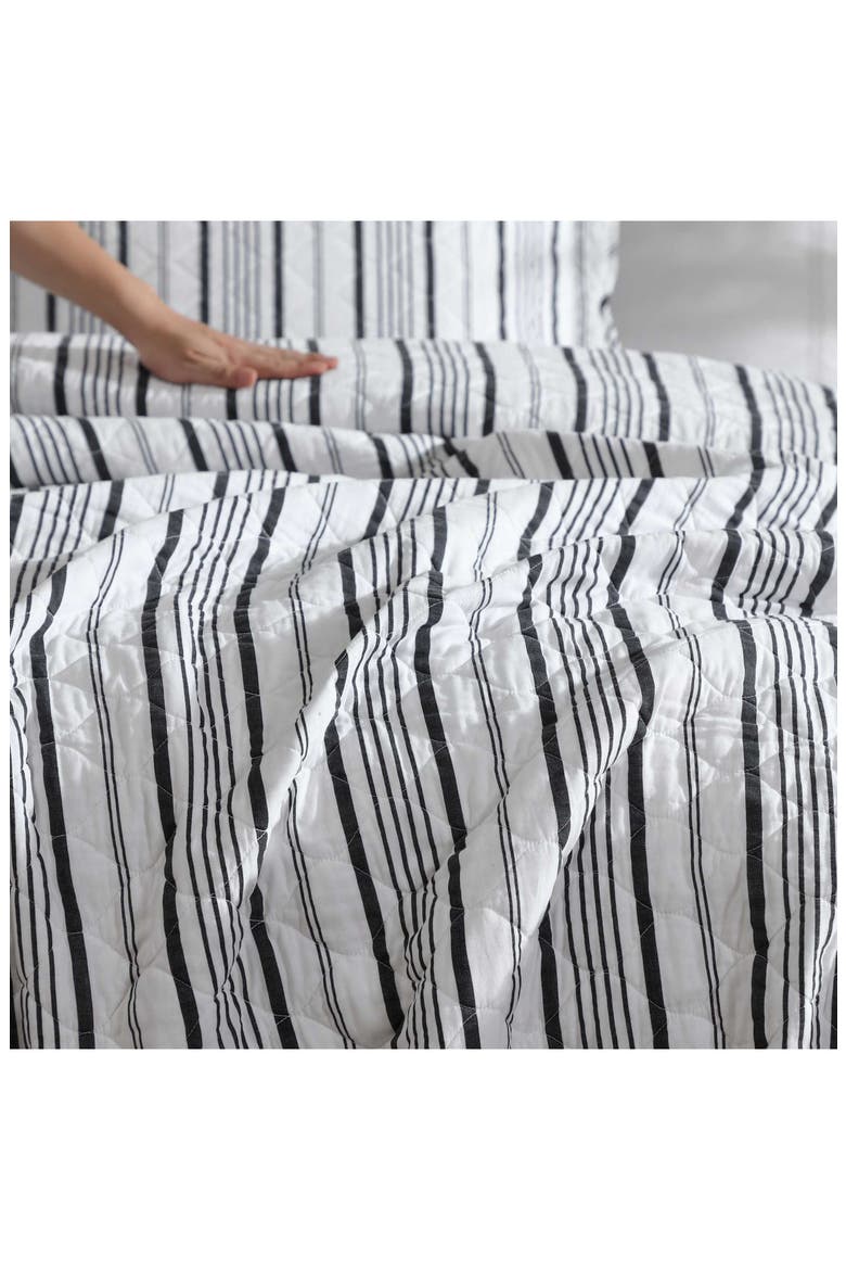 Stripe Perfection 3-Piece Queen Quilt & Sham Set, Alternate, color, DARK GREY