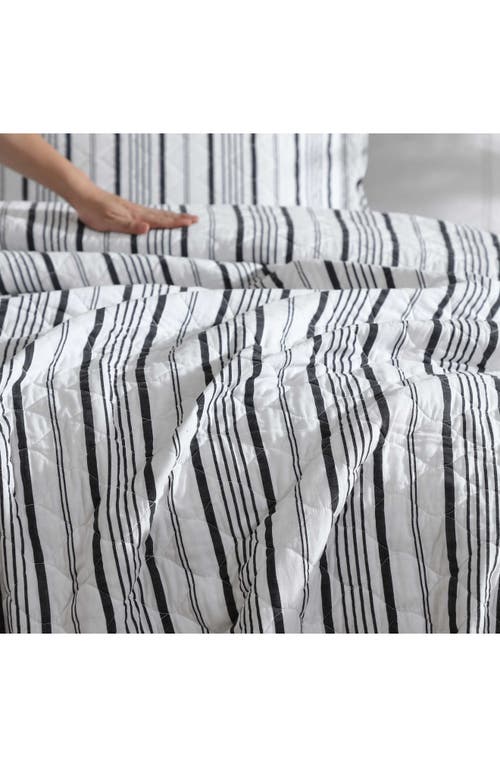Laura Ashley Stripe Perfection 3-piece King Quilt & Sham Set In Dark Grey
